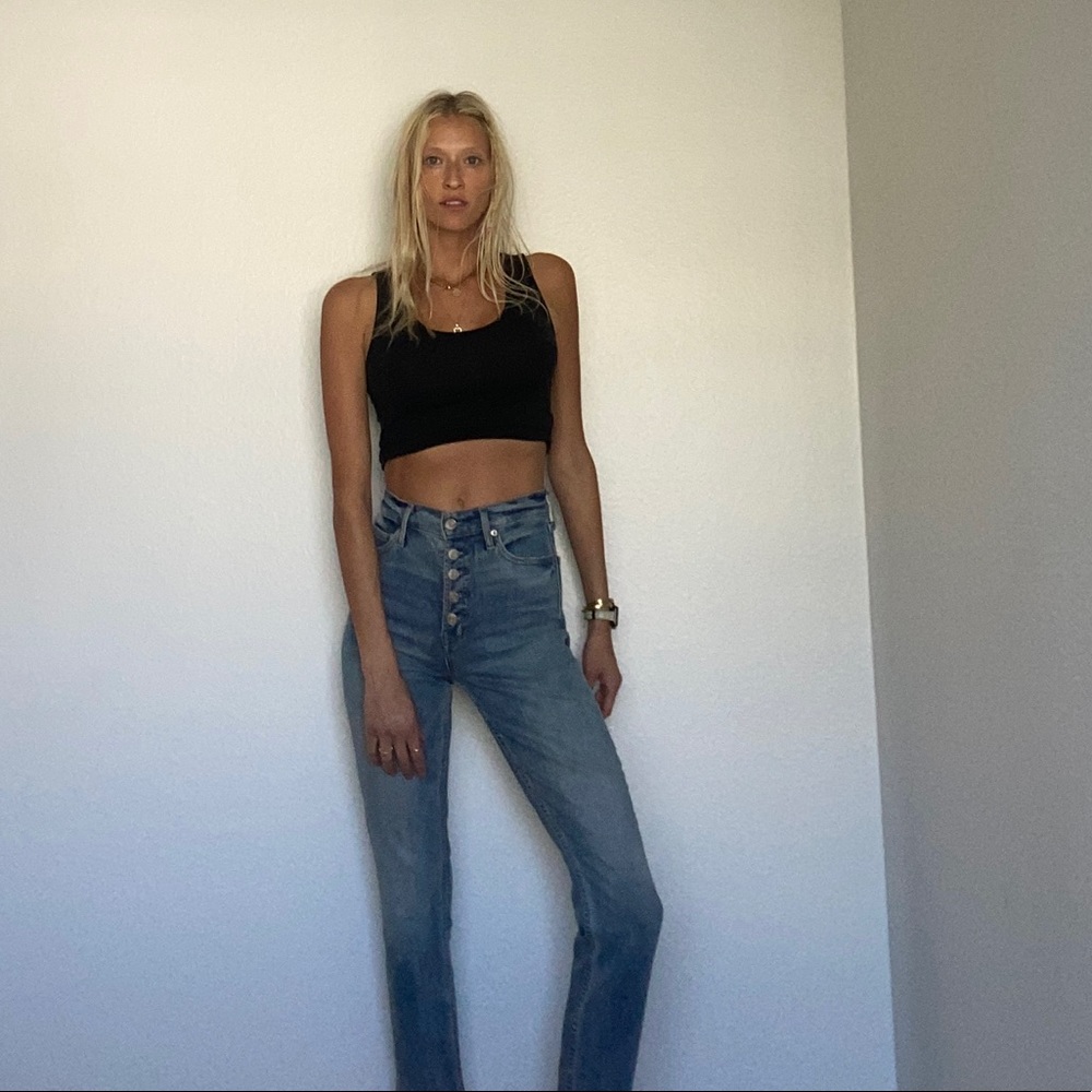 Gap straight leg button down jeans. Medium light wash.